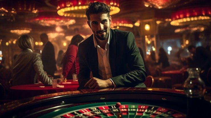 Tampilan antarmuka Casino Hold'em dengan dealer langsung di platform macanslot